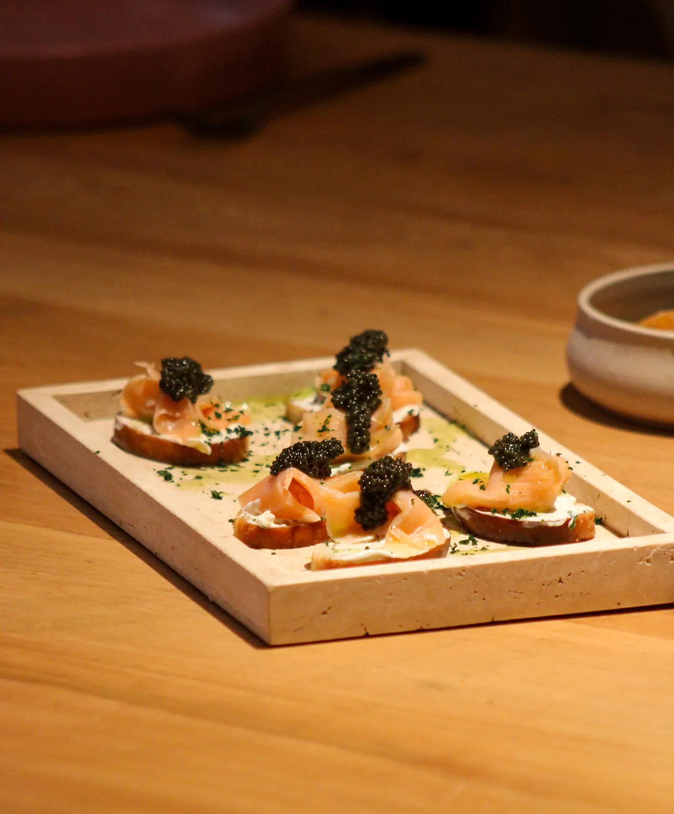 A plate of colorful canapes ready to serve